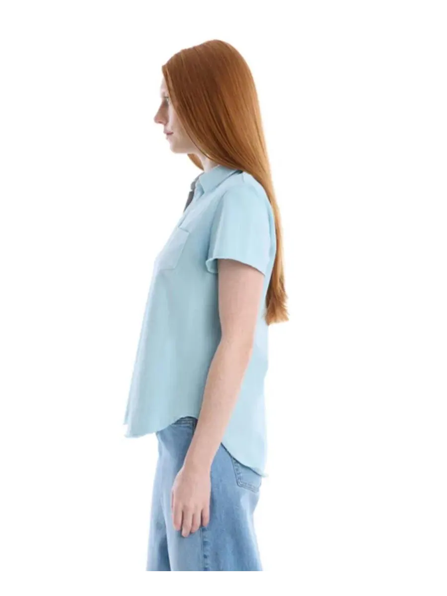 Футболка-поло с нагрудным карманом и вырезом сзади, модель Chest Pocket Polo Tee WILT — изображение 4 из 7, синий