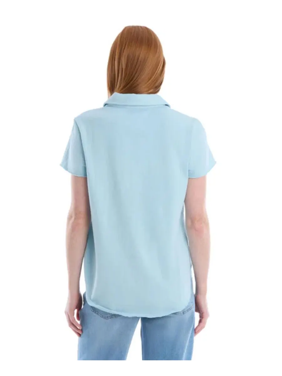 Футболка-поло с нагрудным карманом и вырезом сзади, модель Chest Pocket Polo Tee WILT — изображение 5 из 7, синий