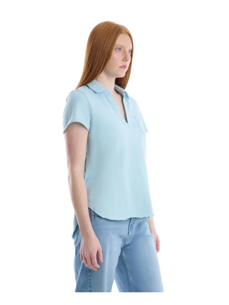 Футболка-поло с нагрудным карманом и вырезом сзади, модель Chest Pocket Polo Tee WILT — изображение 7 из 7, синий