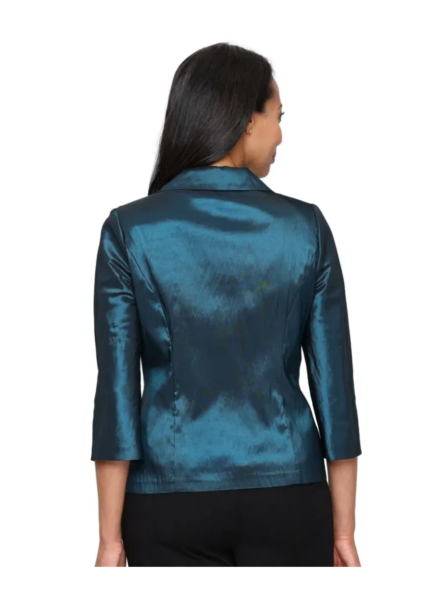 Комплект из жакета и топа с 3/4 рукавом Washer Taffeta Twinset Alex Evenings — изображение 3 из 5, бирюзовый