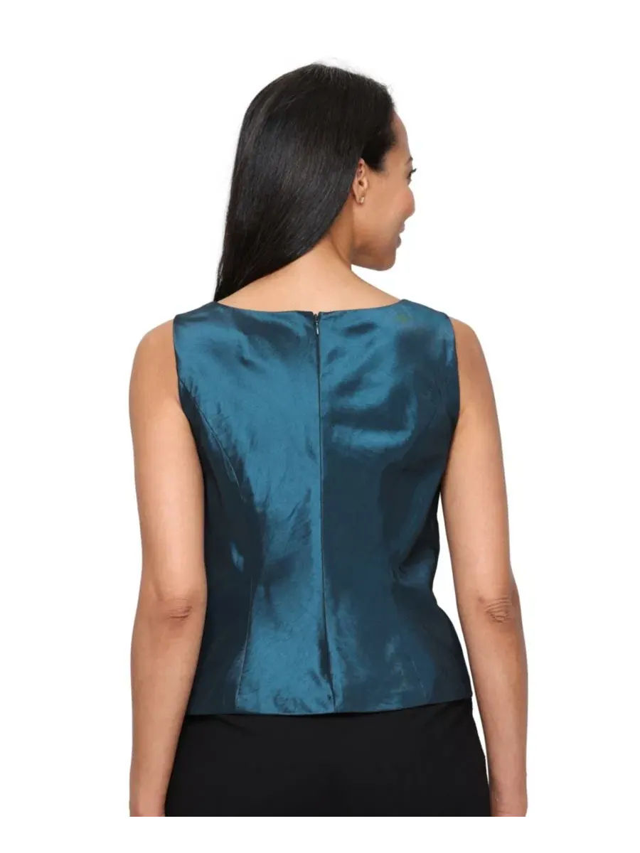 Комплект из жакета и топа с 3/4 рукавом Washer Taffeta Twinset Alex Evenings — изображение 4 из 5, бирюзовый