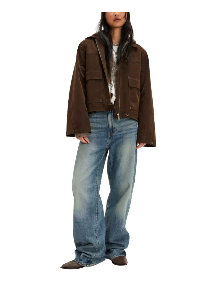 Женский жакет из замши с воротником, модель We The Free Boxy Collared Neck Free People — изображение 2 из 5, коричневый
