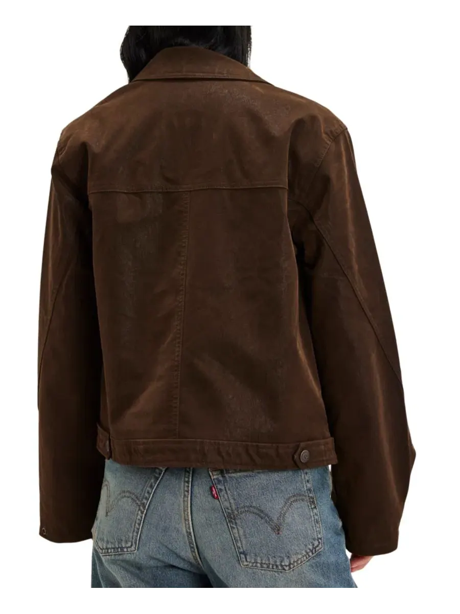Женский жакет из замши с воротником, модель We The Free Boxy Collared Neck Free People — изображение 5 из 5, коричневый