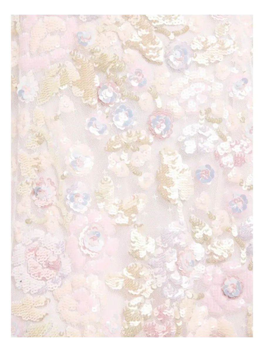Платье-макси с принтом Sequin Paradise Sweetheart Ankle Gown Needle & Thread — изображение 4 из 5, белый/мульти