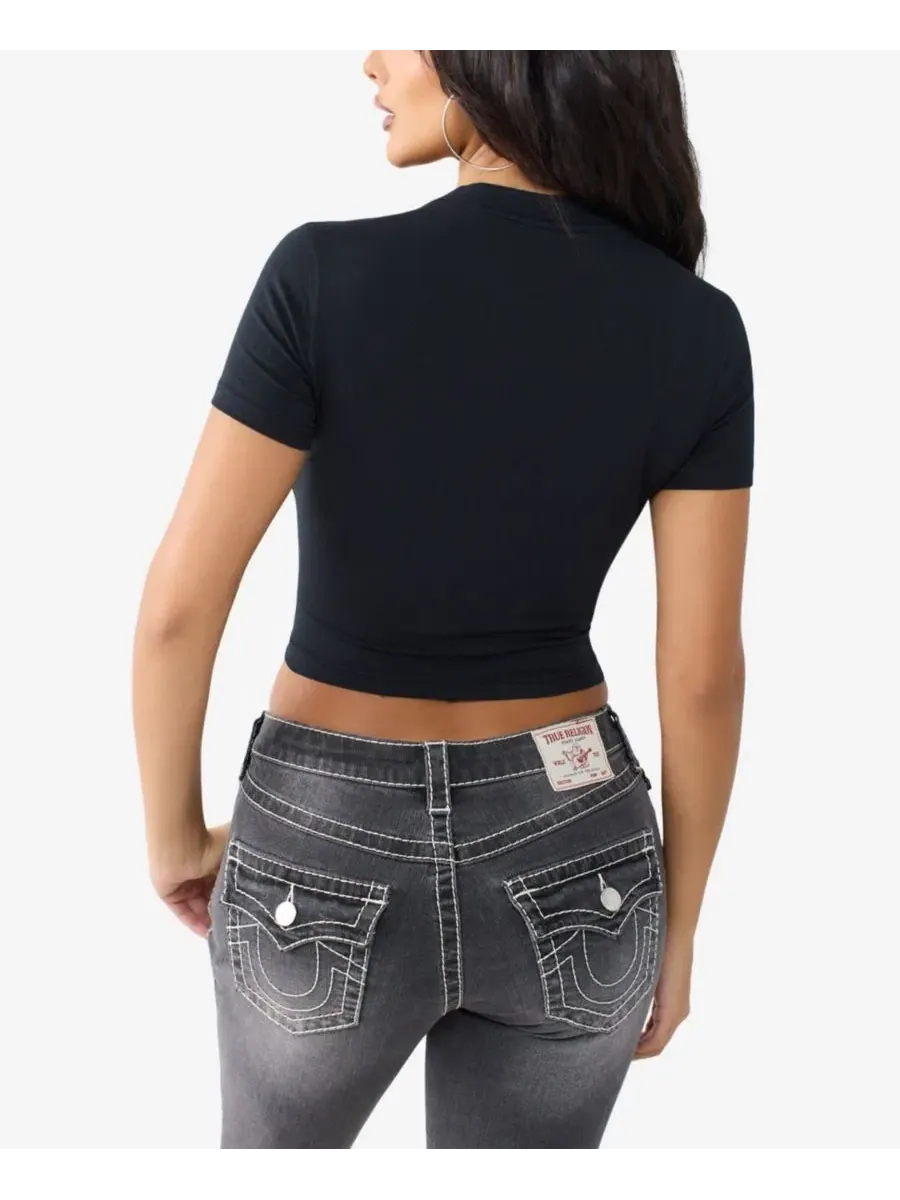 Футболка с кристаллами и принтом логотипа True Religion — изображение 4 из 4, черный