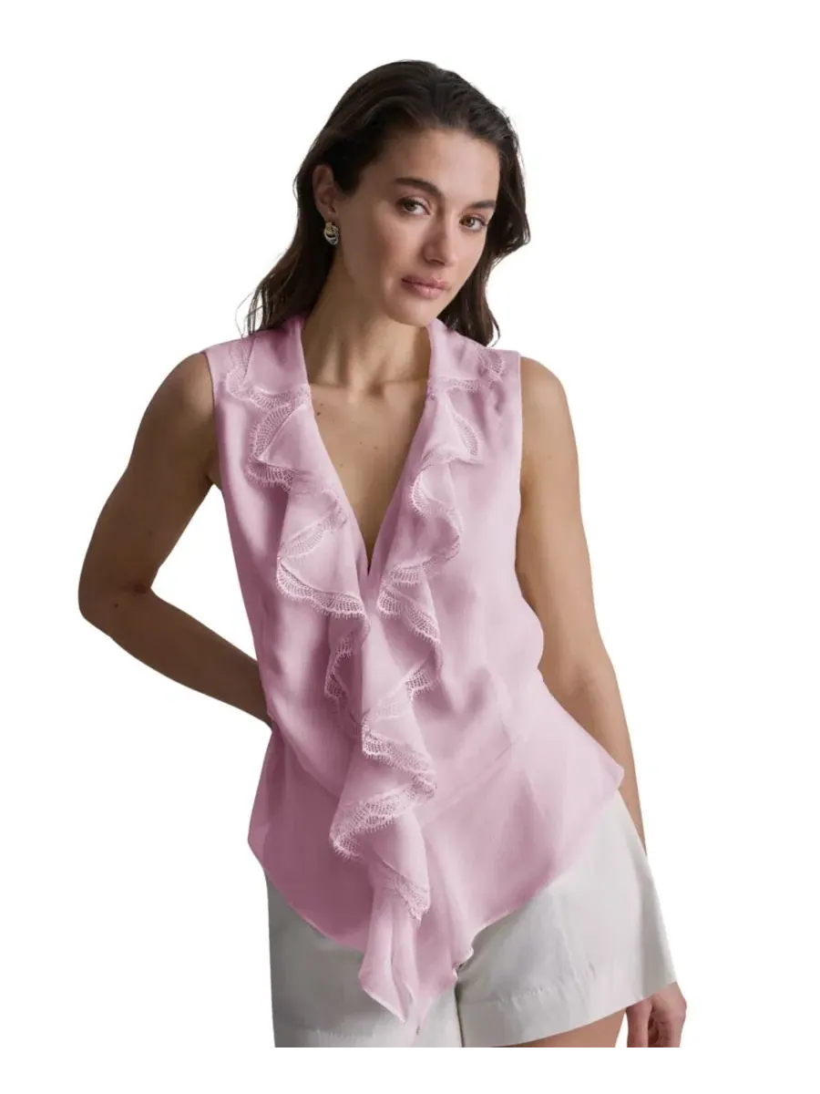 Блузка без рукавов с рюшами Rosette BCBG