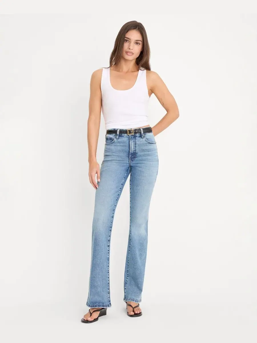 Джинсы-клеш с высокой посадкой Good Classic Bootcut Good American — изображение 2 из 4, синий