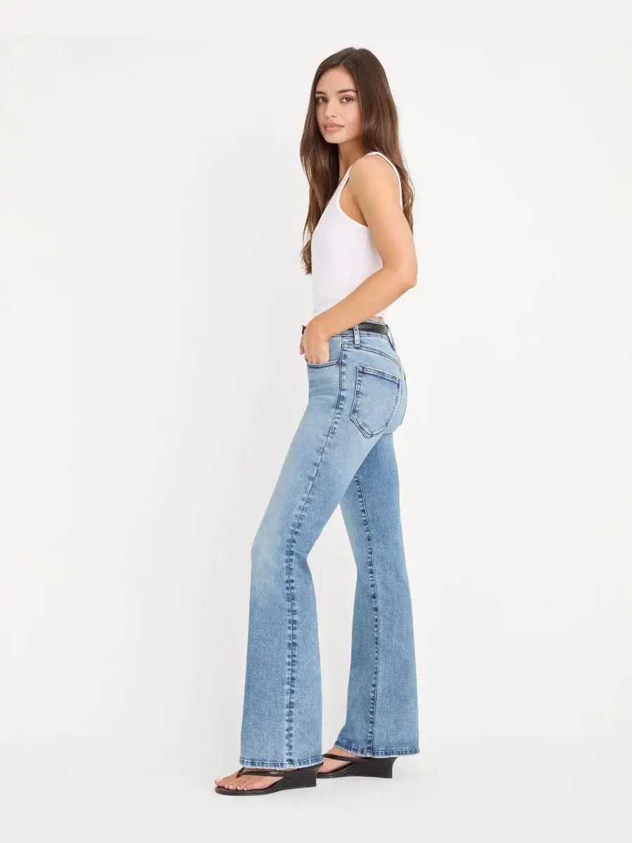 Джинсы-клеш с высокой посадкой Good Classic Bootcut Good American — изображение 3 из 4, синий