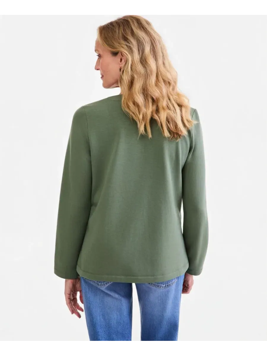 Женский топ из флиса с разрезом-горловиной, с длинным рукавом Style & Co — изображение 3 из 3, зеленый