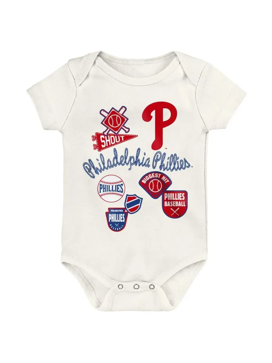 Комплект ползунков с коротким рукавом Philadelphia Phillies Home Plate Outerstuff — изображение 3 из 5, синий кремовый