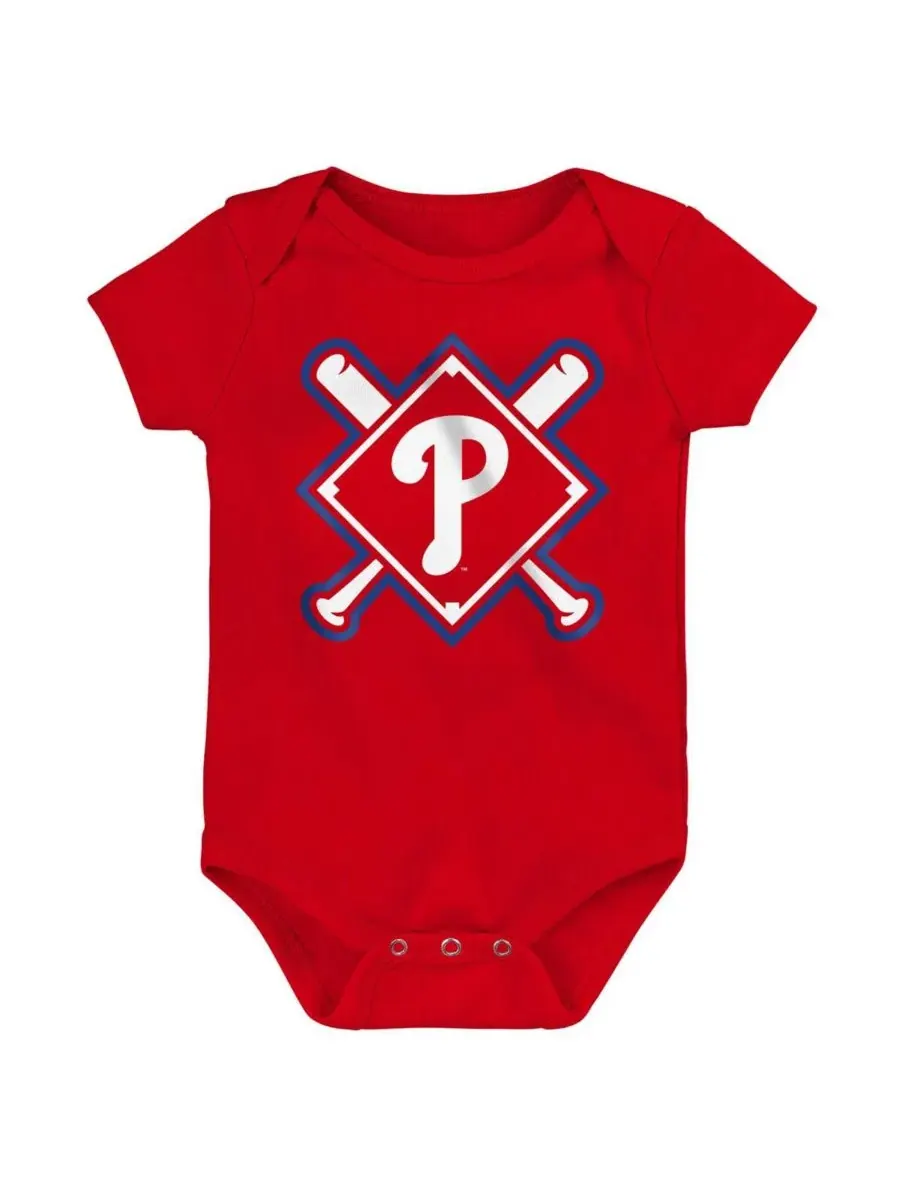 Комплект ползунков с коротким рукавом Philadelphia Phillies Home Plate Outerstuff — изображение 4 из 5, синий кремовый