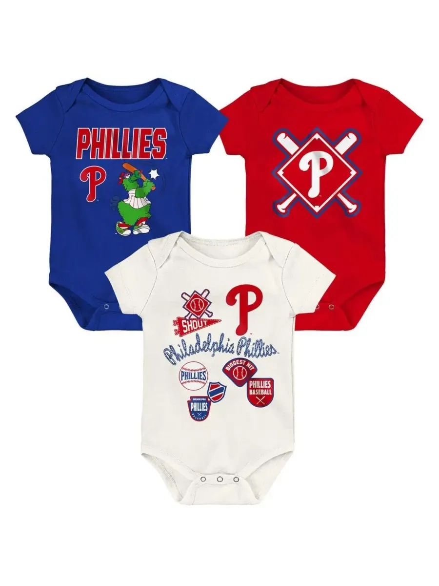 Комплект ползунков с коротким рукавом Philadelphia Phillies Home Plate Outerstuff — изображение 5 из 5, синий кремовый