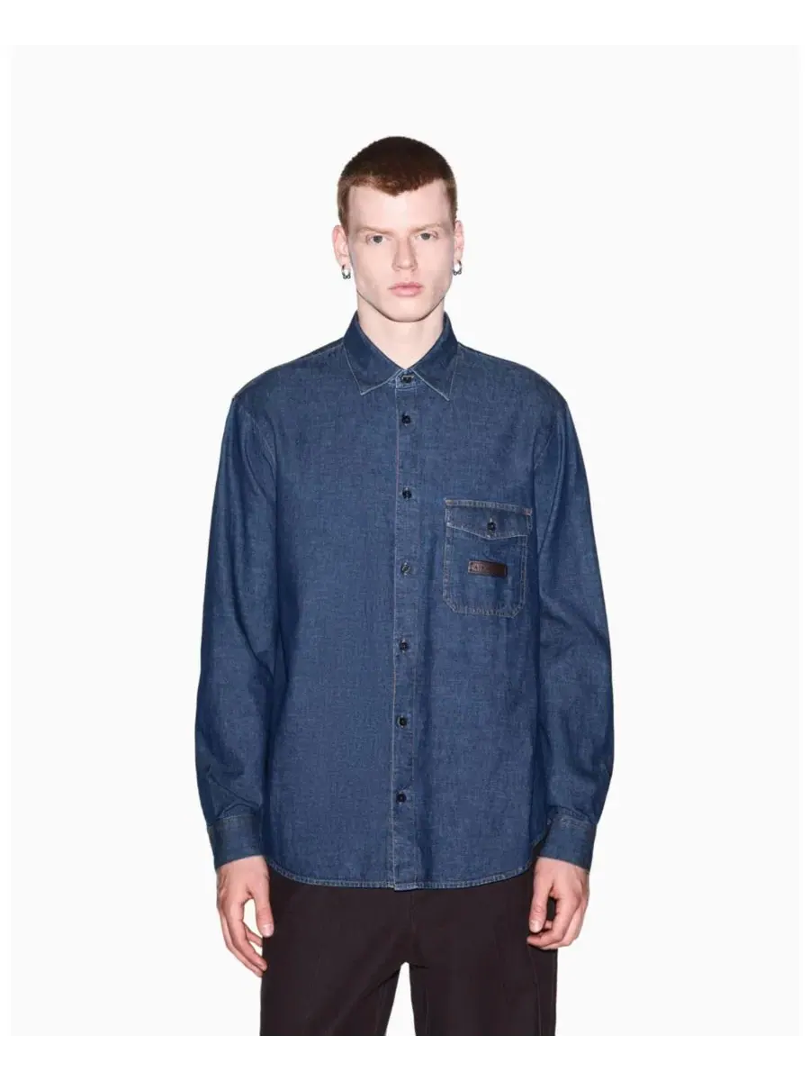 Мужская рубашка из денима с длинным рукавом A|X Armani Exchange — синий