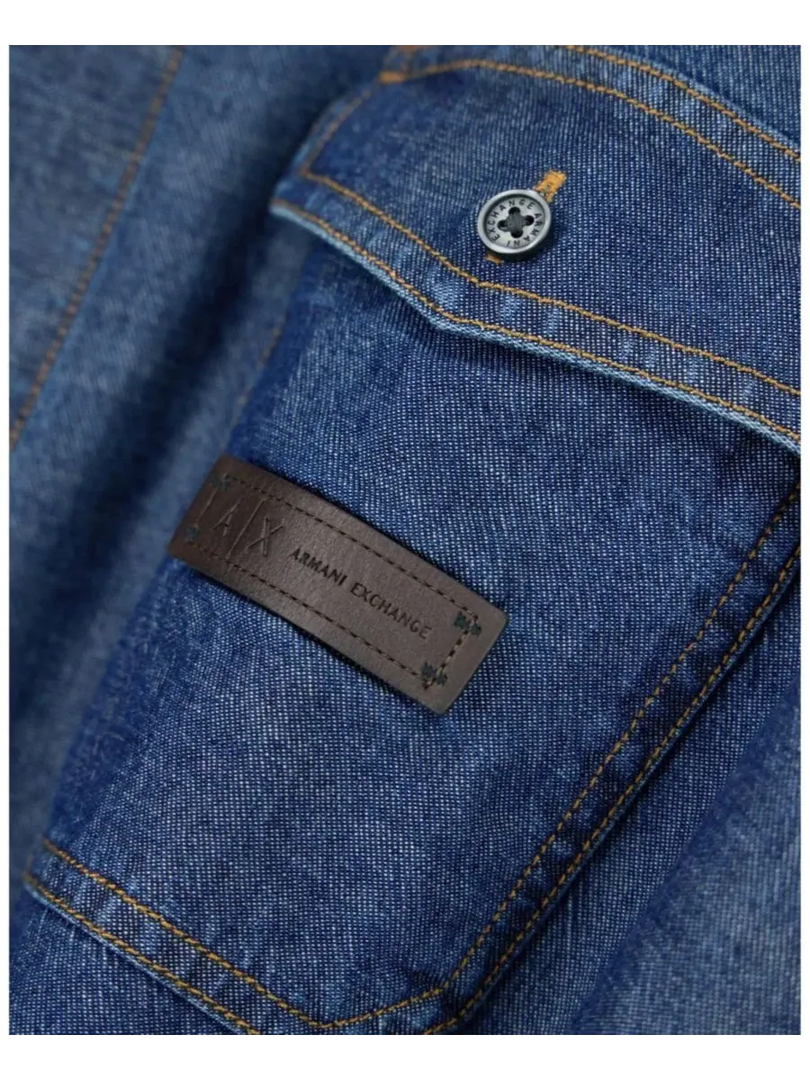 Мужская рубашка из денима с длинным рукавом A|X Armani Exchange — изображение 5 из 8