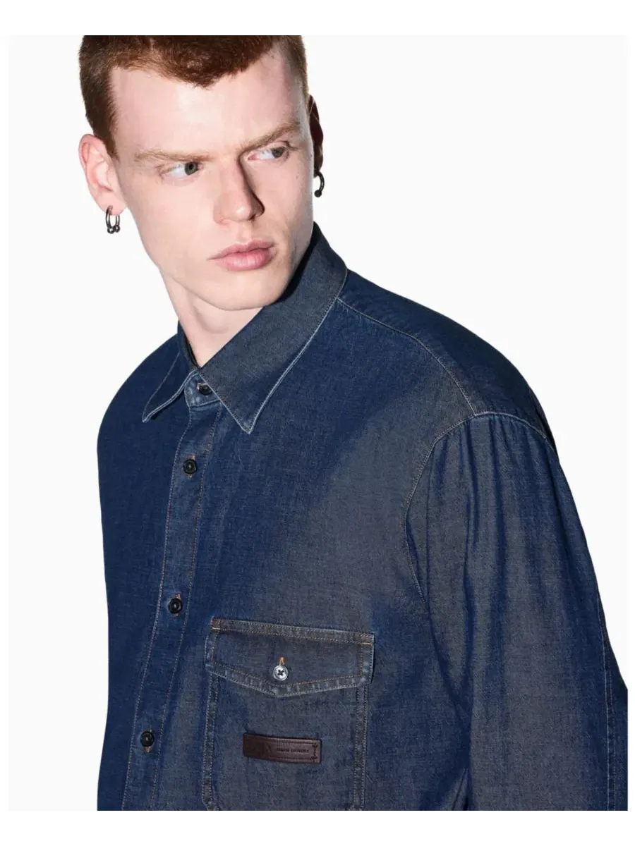 Мужская рубашка из денима с длинным рукавом A|X Armani Exchange — изображение 8 из 8