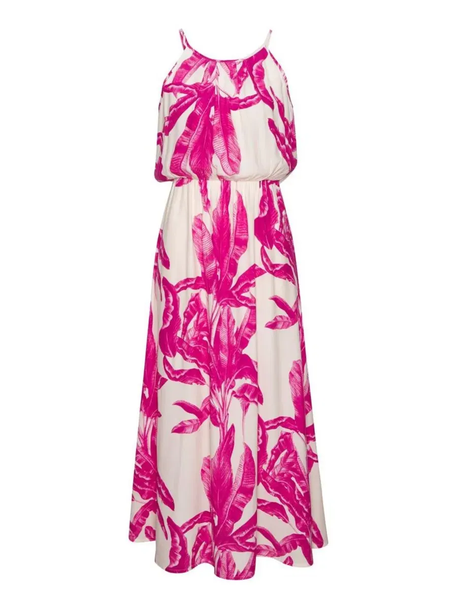 Платье-макси без рукавов с принтом High Neck Sleeveless Maxi Dress LASCANA — изображение 5 из 6, слоновая кость розовый
