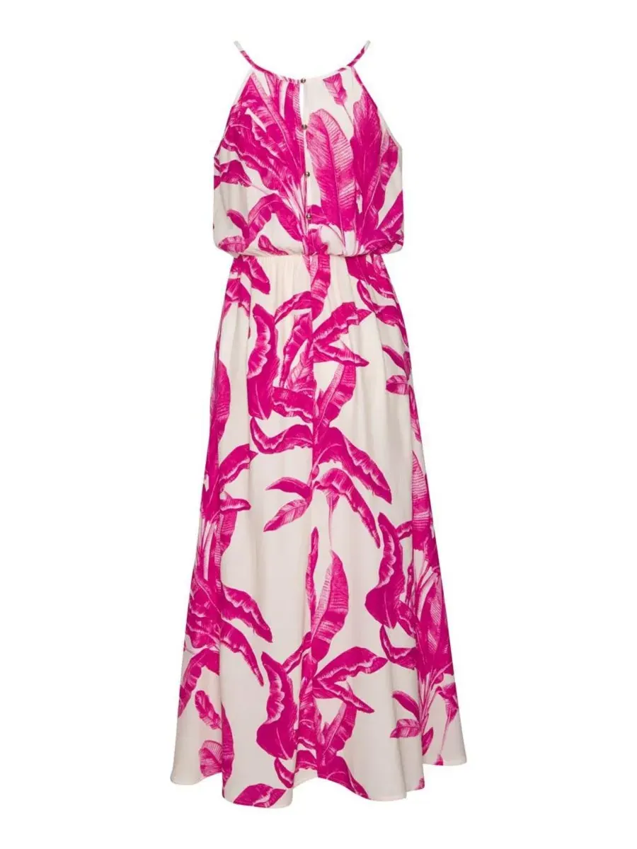 Платье-макси без рукавов с принтом High Neck Sleeveless Maxi Dress LASCANA — изображение 6 из 6, слоновая кость розовый