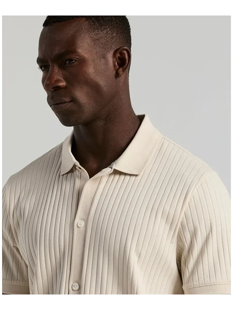 Мужская рубашка-поло с вертикальным рубчиком и пуговицами Perry Ellis — изображение 4 из 5, березовый