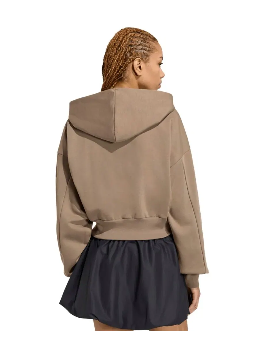 Женская куртка-худи на молнии из флиса Essentials Contemporary Full-Zip Hooded Jacket adidas — изображение 5 из 5, хаки