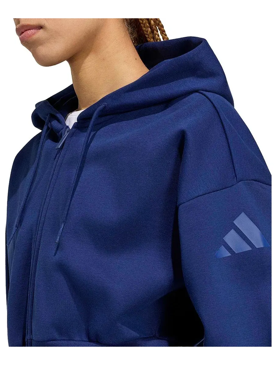 Женская куртка-худи на молнии с капюшоном из флиса Essentials Contemporary Full-Zip Hooded Jacket — изображение 3 из 5, синий