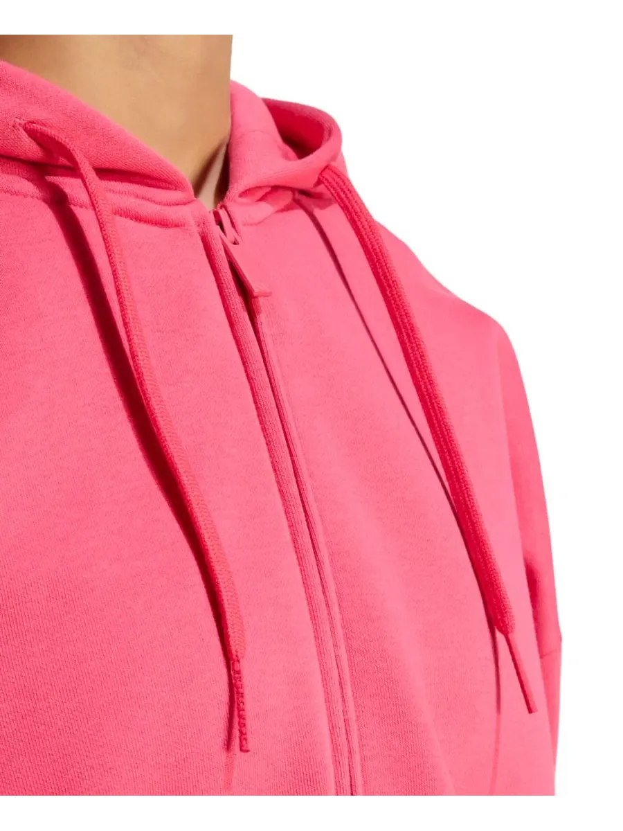 Женская куртка-худи на молнии Essentials Contemporary Fleece Full-Zip Hooded Jacket adidas — изображение 4 из 5, розовый
