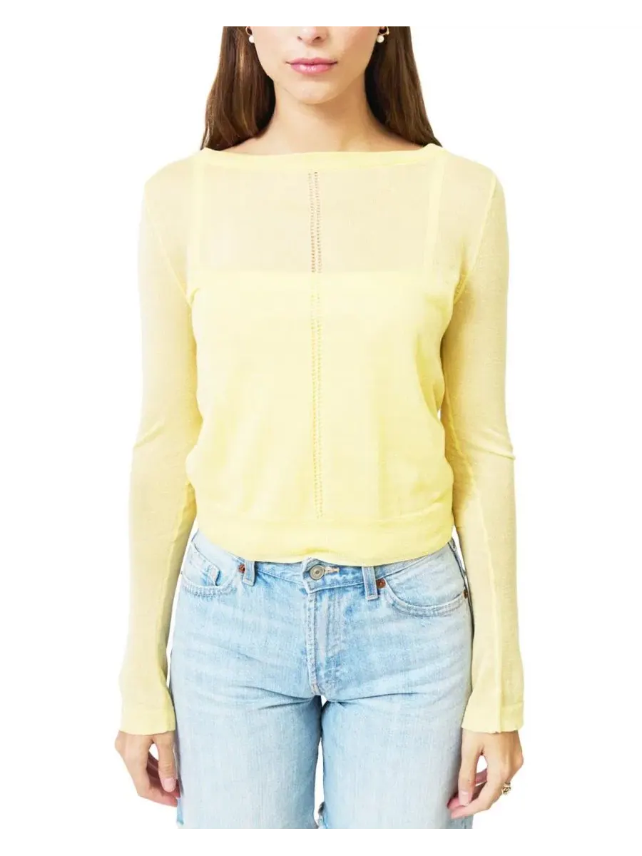 Женский топ с длинным рукавом Brooklyn Double Layer Sheer Halter Central Park West — желтый