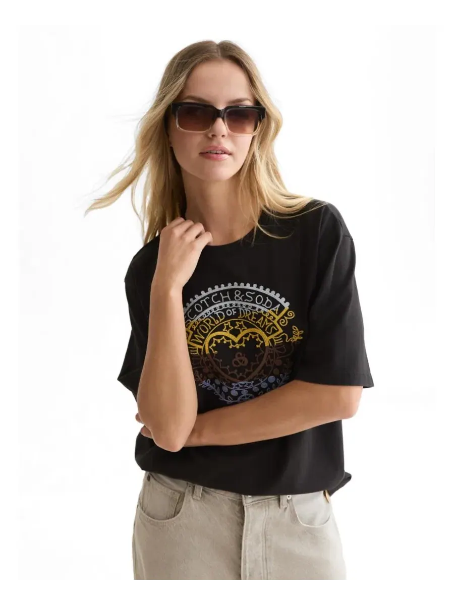 Футболка свободного кроя с вышивкой SCOTCH & SODA — серый