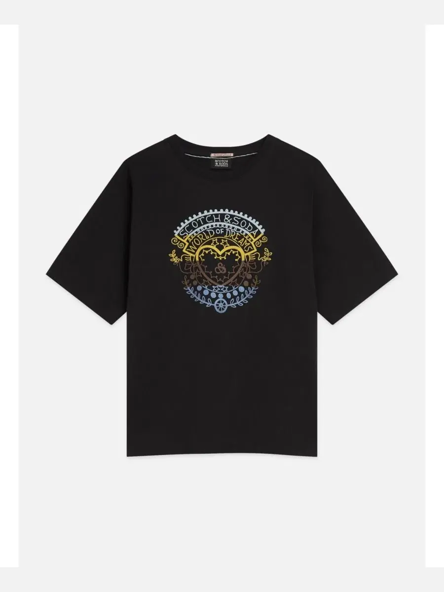 Футболка свободного кроя с вышивкой SCOTCH & SODA — изображение 4 из 5, серый