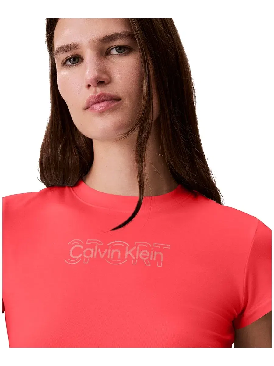 Футболка с коротким рукавом и круглым вырезом Calvin Klein Performance — изображение 3 из 5, розовый