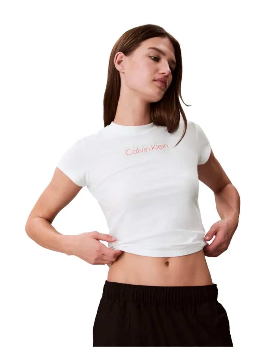 Футболка с коротким рукавом и круглым вырезом Calvin Klein Performance — изображение 3 из 5, классический белый