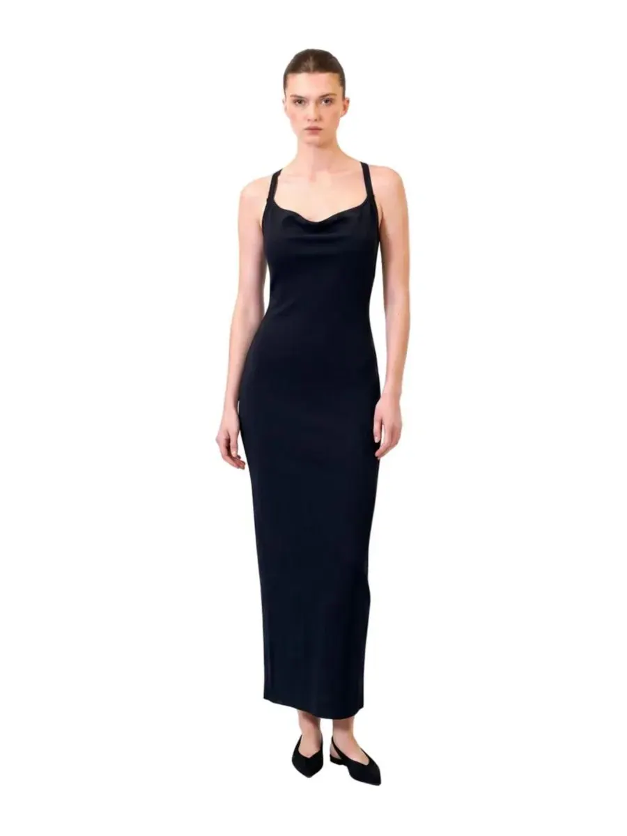 Платье макси с перекрестной спинкой Daydreamers Cross Back Knit Maxi Dress PCFG — черный