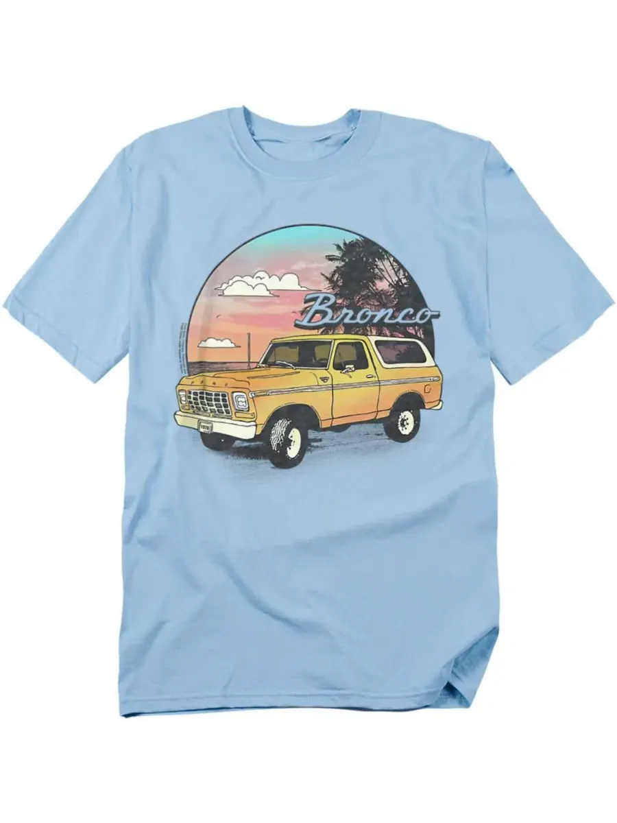 Футболка с принтом Ford Bronco At The Beach Mustang — синий