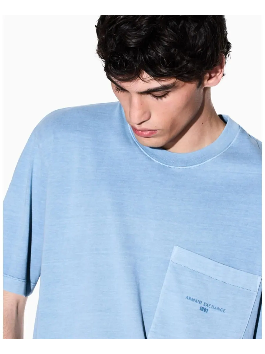 Мужская футболка с графическим принтом на спине A|X Armani Exchange — изображение 4 из 5, джинсовый синий синий