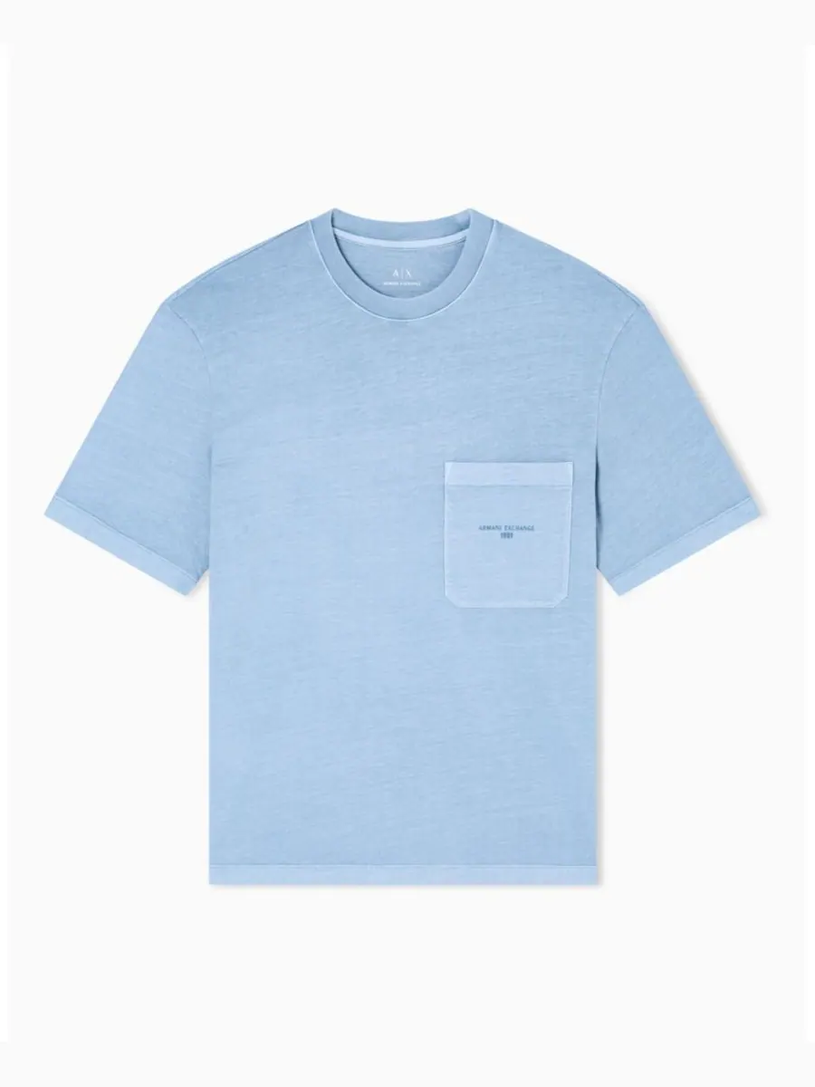 Мужская футболка с графическим принтом на спине A|X Armani Exchange — изображение 5 из 5, джинсовый синий синий