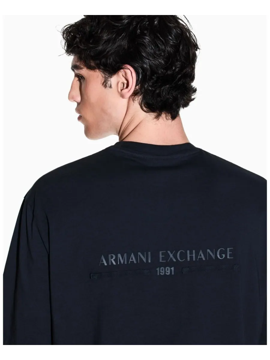 Мужская футболка с графическим принтом на спине A|X Armani Exchange — изображение 3 из 5, глубокий темно-синий