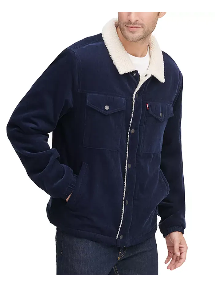 Мужская утепленная вельветовая куртка Trucker Jacket Levi's — изображение 3 из 5, темно-синий