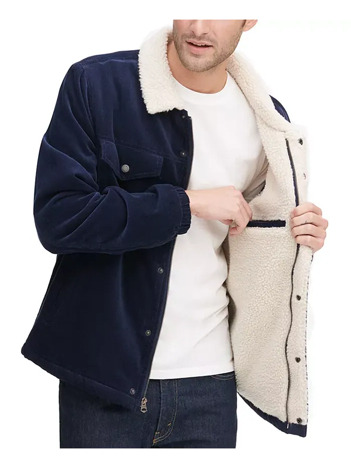 Мужская утепленная вельветовая куртка Trucker Jacket Levi's — изображение 4 из 5, темно-синий