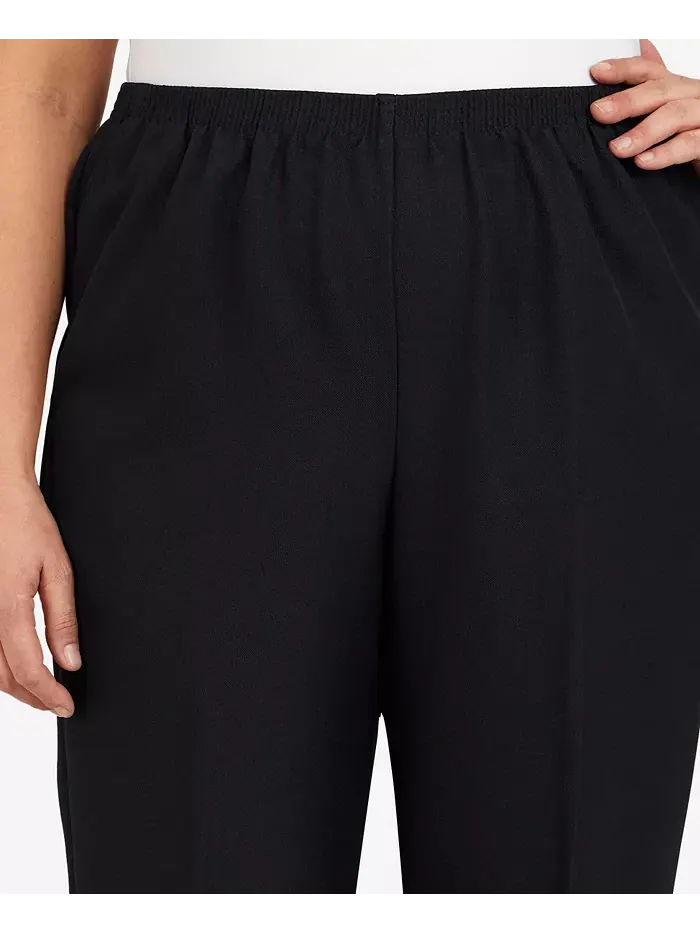 Классические брюки прямого кроя средней длины на резинке Plus Size Alfred Dunner — изображение 5 из 5, черный