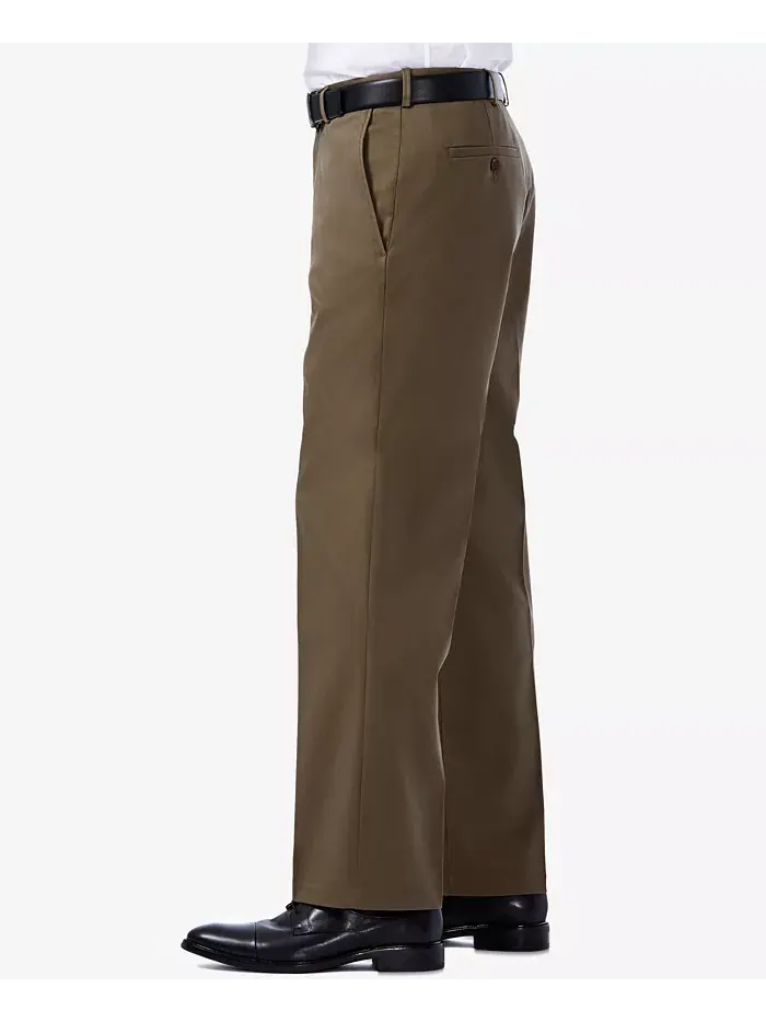 Мужские брюки Premium No Iron Khaki Classic Fit с плоской передней частью и скрытой регулируемой — изображение 3 из 6