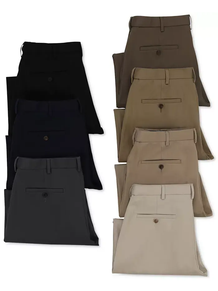 Мужские брюки Premium No Iron Khaki Classic Fit с плоской передней частью и скрытой регулируемой — изображение 6 из 6