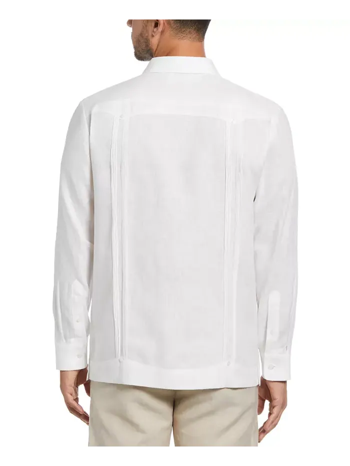 Мужская гавайская рубашка Guayabera с длинным рукавом и 4 карманами, 100% лен Cubavera — изображение 2 из 5, яркий белый