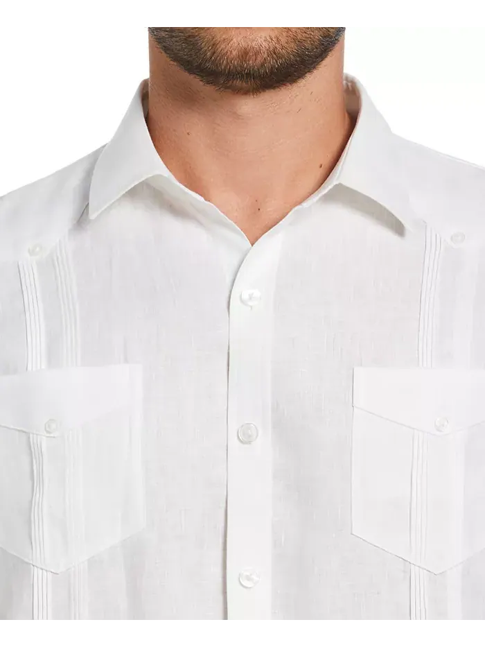 Мужская гавайская рубашка Guayabera с длинным рукавом и 4 карманами, 100% лен Cubavera — изображение 4 из 5, яркий белый