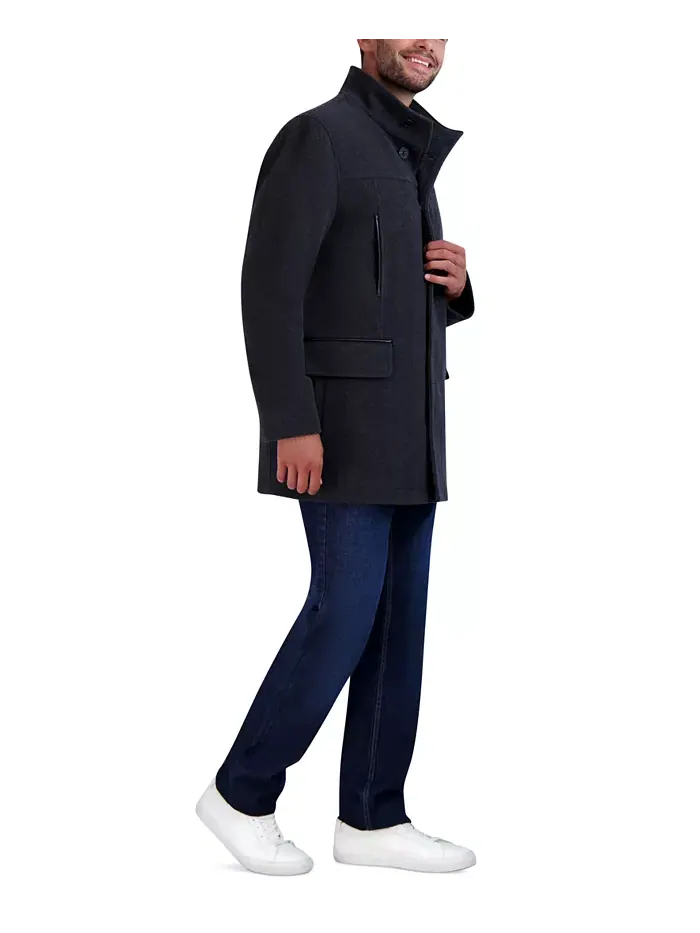 Мужское теплое пальто на меху Car Coat Cole Haan — изображение 3 из 3, темно-серый