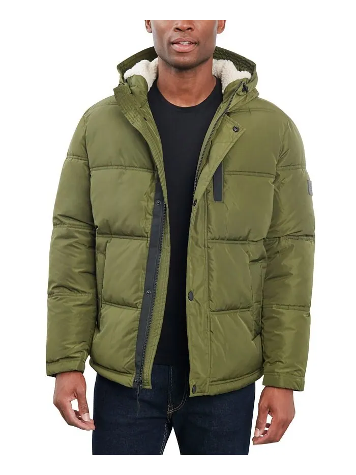 Мужская парка с капюшоном на флисовой подкладке Lucky Brand — изображение 1 из 3, оливковый