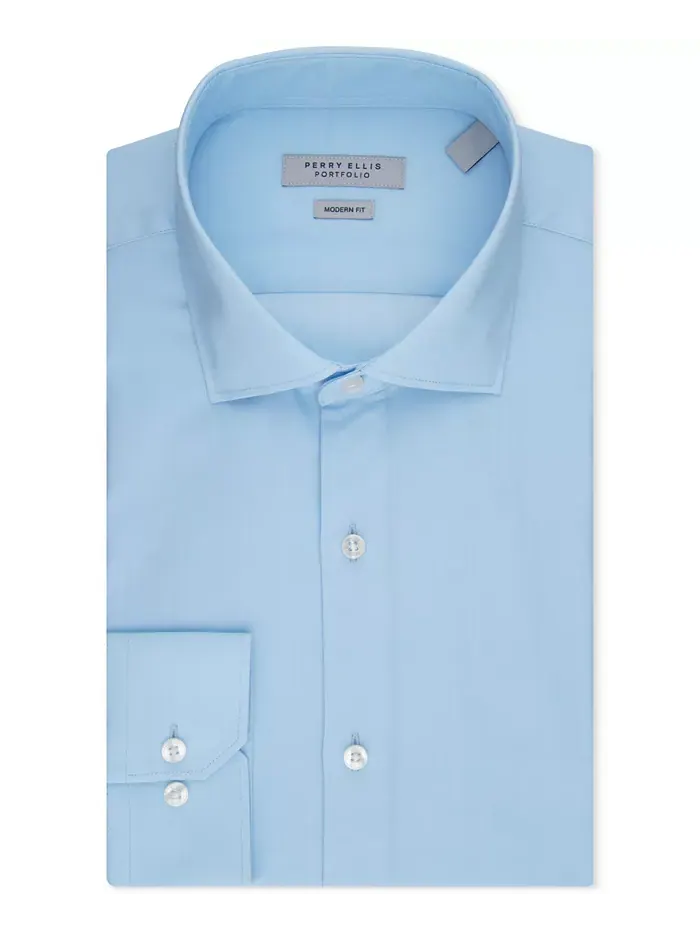Рубашка мужская Perry Ellis Modern-Fit Lux Twill Solid Perry Ellis Portfolio — изображение 1 из 8, синий
