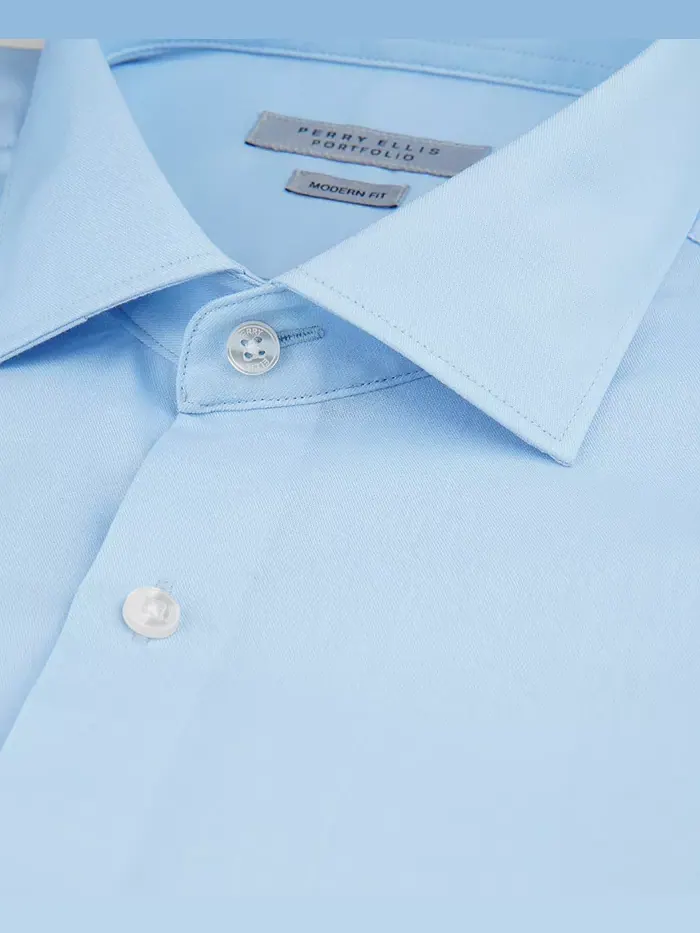 Рубашка мужская Perry Ellis Modern-Fit Lux Twill Solid Perry Ellis Portfolio — изображение 2 из 8, синий