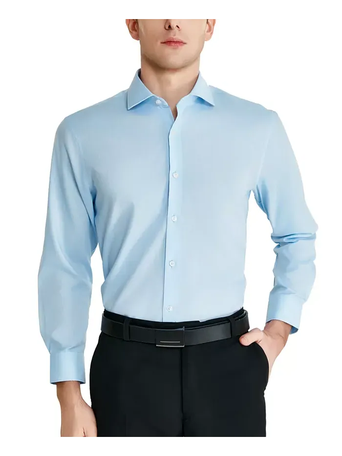 Рубашка мужская Perry Ellis Modern-Fit Lux Twill Solid Perry Ellis Portfolio — изображение 3 из 8, синий