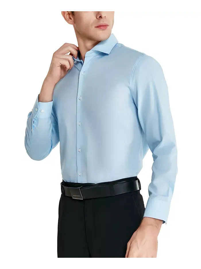Рубашка мужская Perry Ellis Modern-Fit Lux Twill Solid Perry Ellis Portfolio — изображение 4 из 8, синий