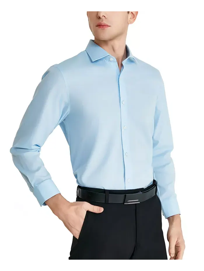 Рубашка мужская Perry Ellis Modern-Fit Lux Twill Solid Perry Ellis Portfolio — изображение 5 из 8, синий