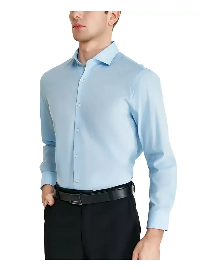 Рубашка мужская Perry Ellis Modern-Fit Lux Twill Solid Perry Ellis Portfolio — изображение 6 из 8, синий